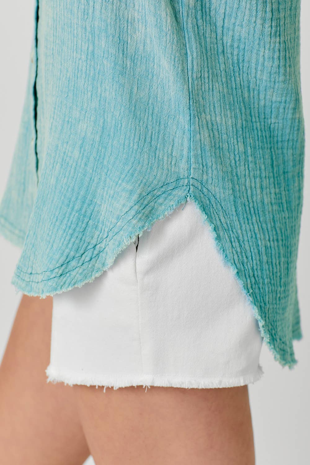 Frayed Long Sleeve Button Down