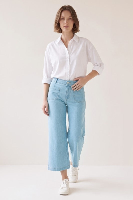 Light Wash Ankle Cropped Denim