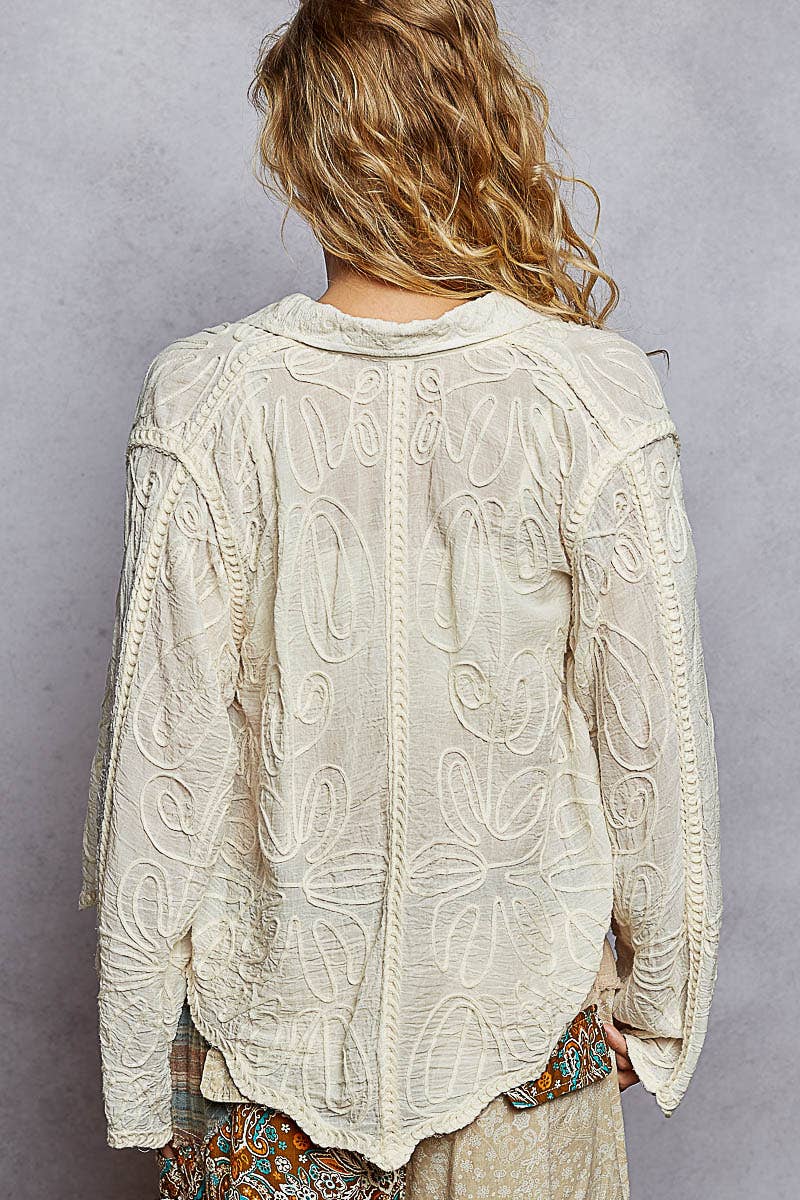Long Sleeve Crochet Button Down