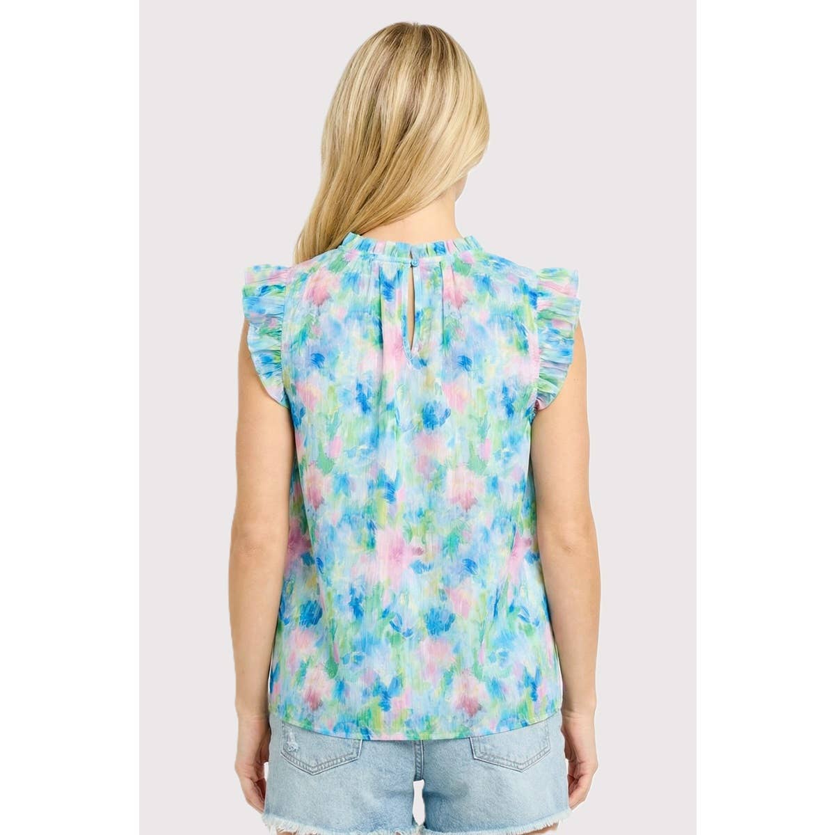 Frilled Neck Floral Printed Top