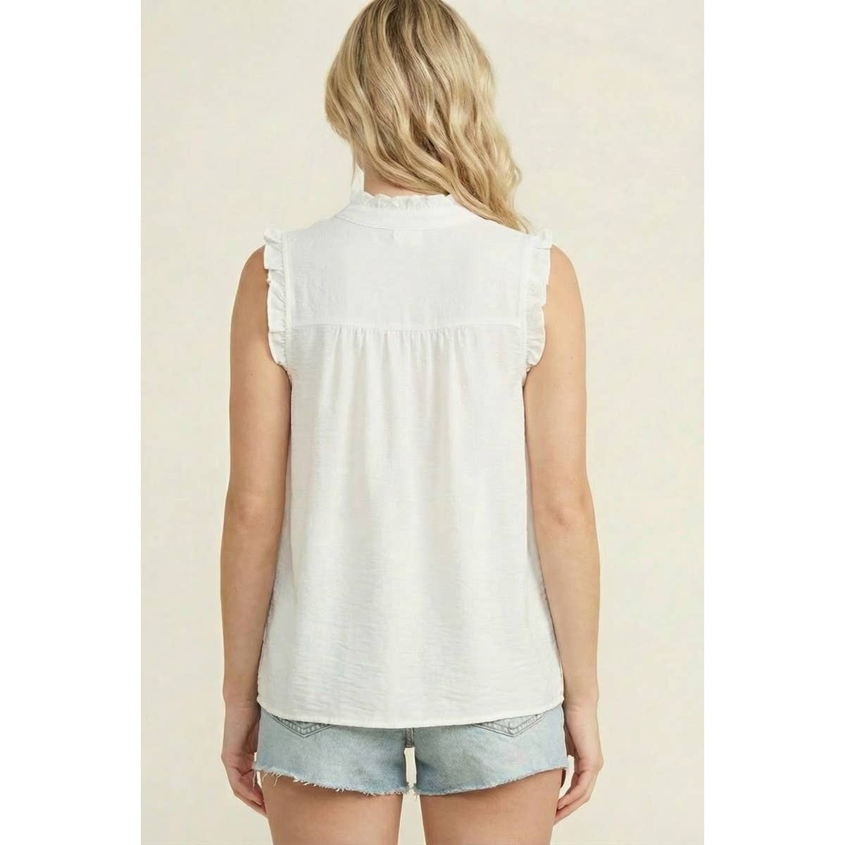 Frilled Button Down Smocked Top