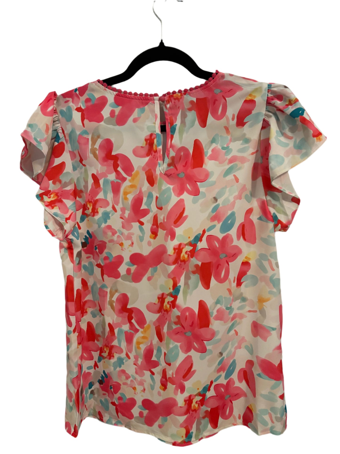 Floral Pink Flutter Sleeve Top