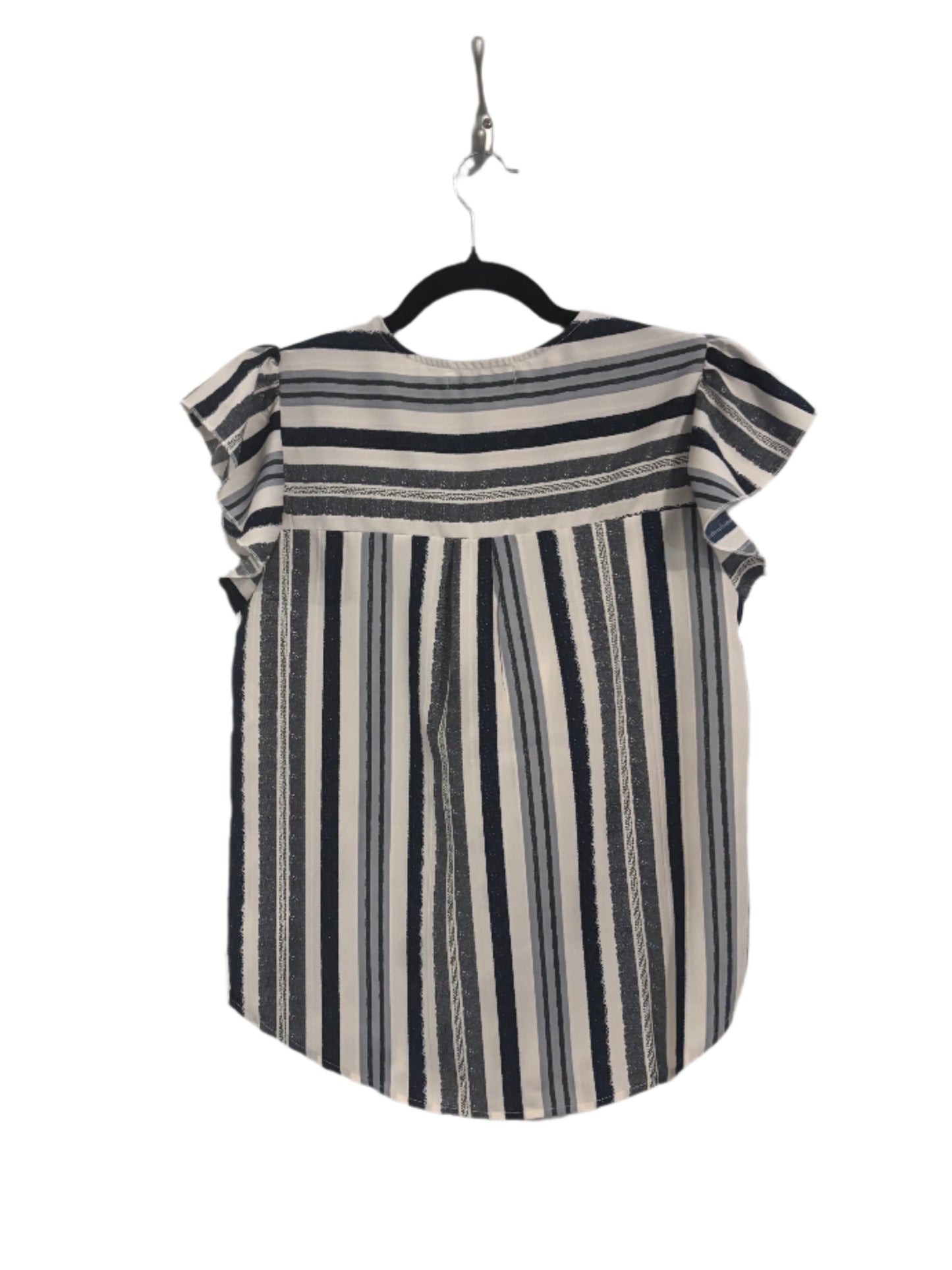 Striped Patchwork Ruffle Sleeve Top
