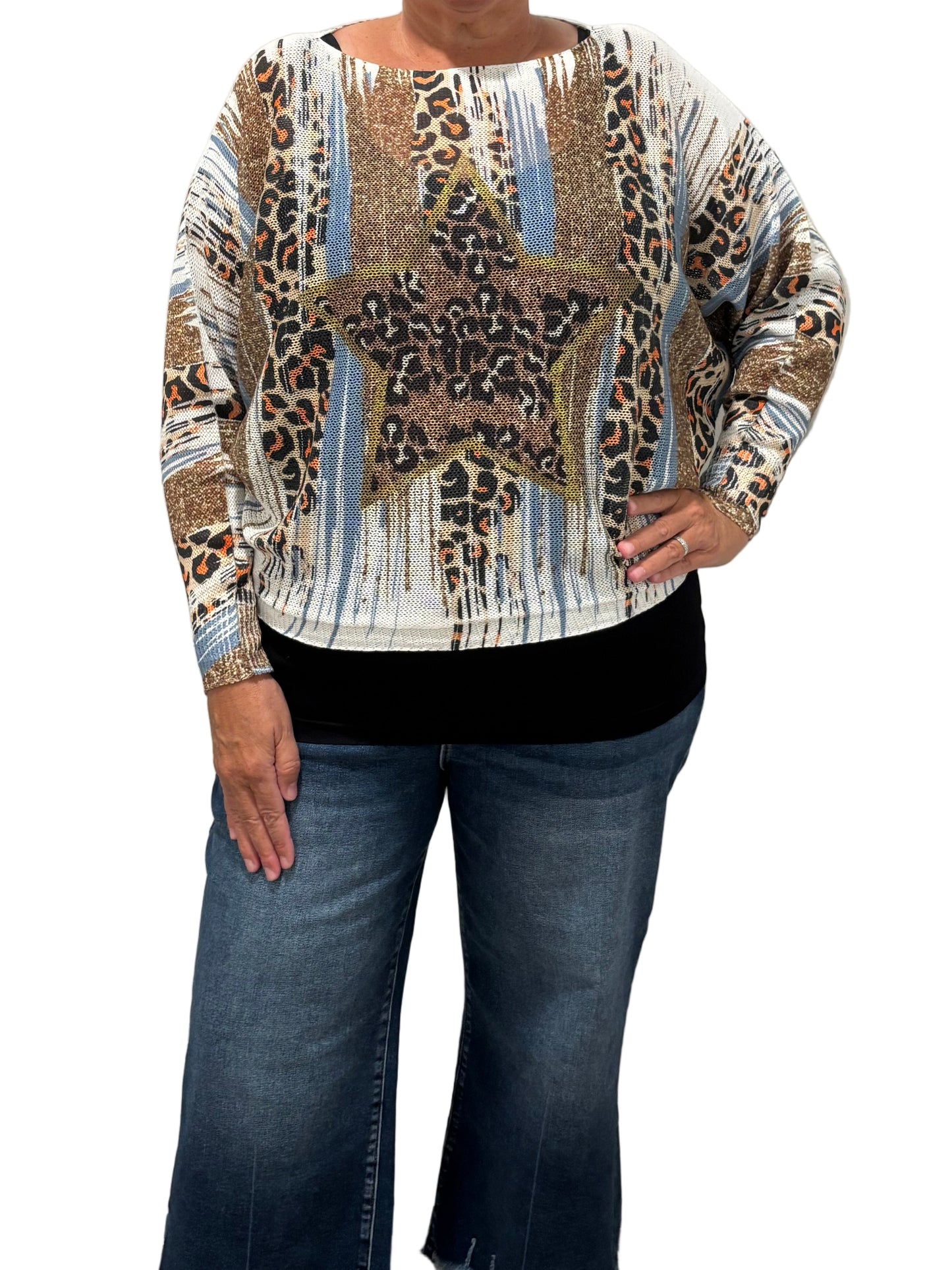 Leopard Star Printed Sweater