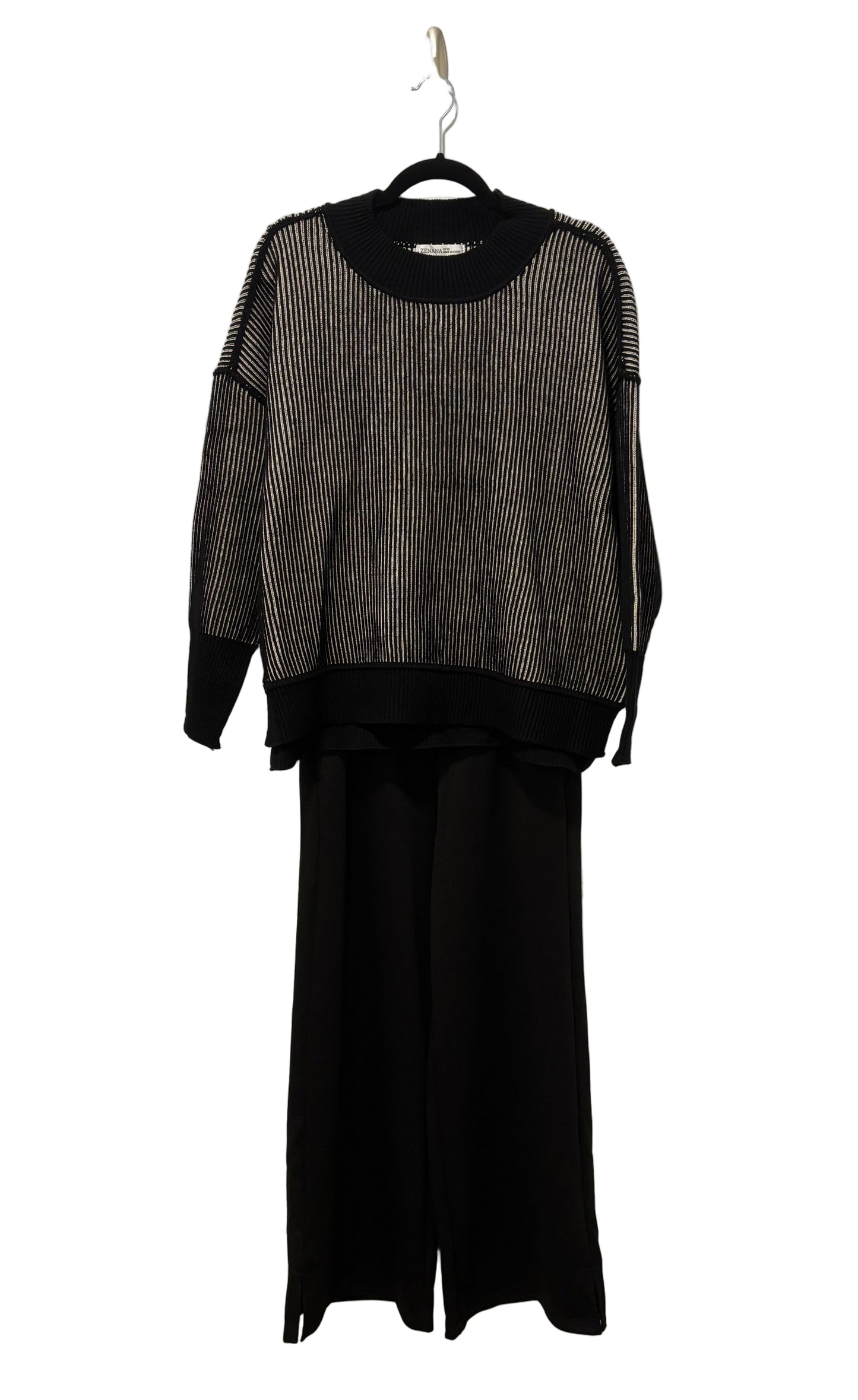 Exposed Seam Two Tone Sweater