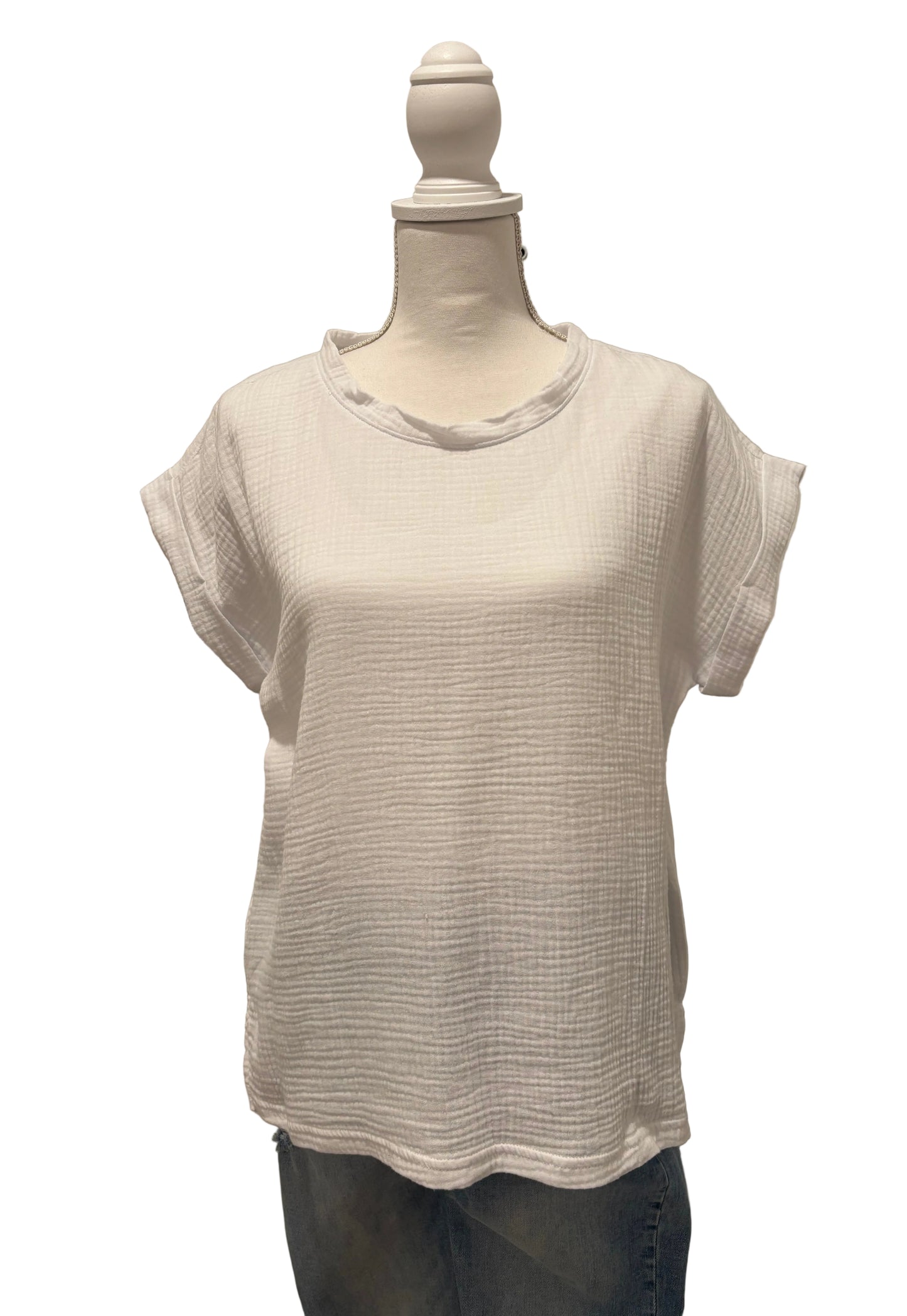 Gauze Folded Short Sleeve Top