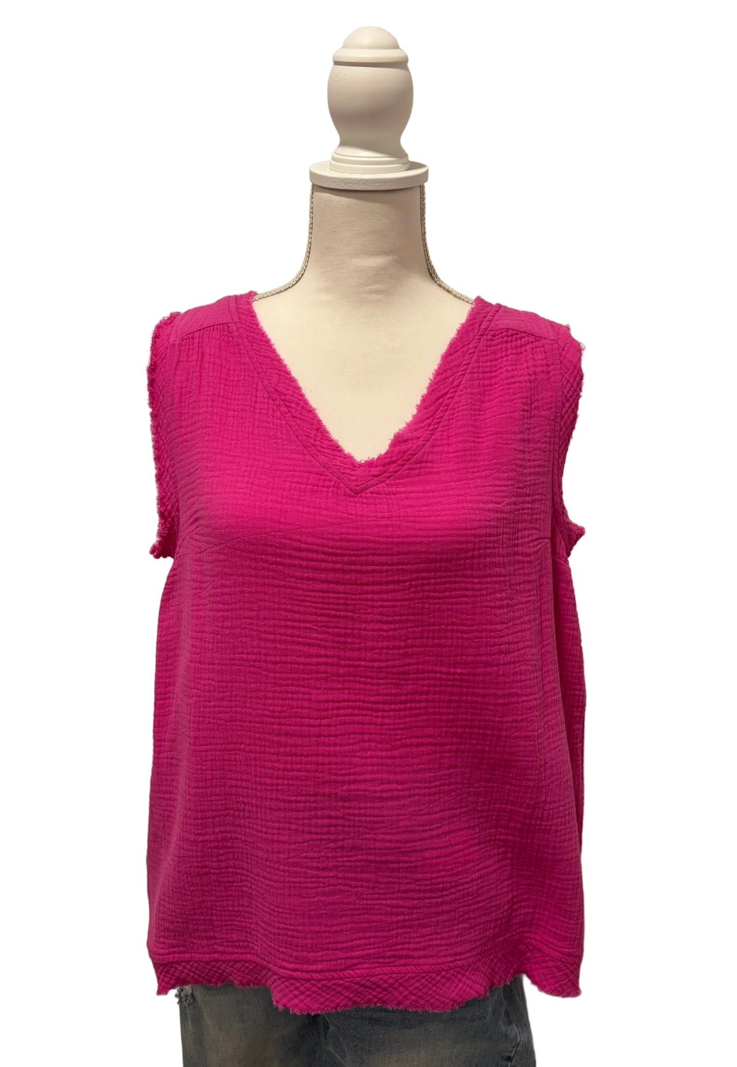 Gauze Folded Sleeveless Top