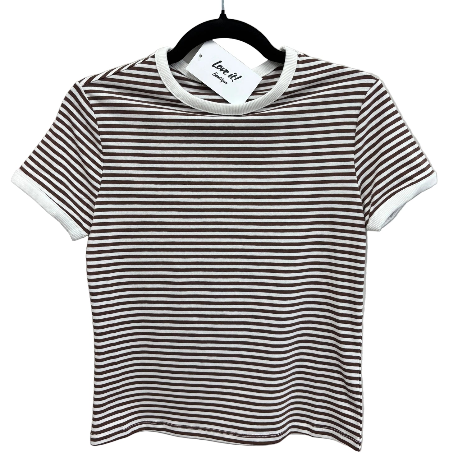 Striped Contrast Trim T Shirt