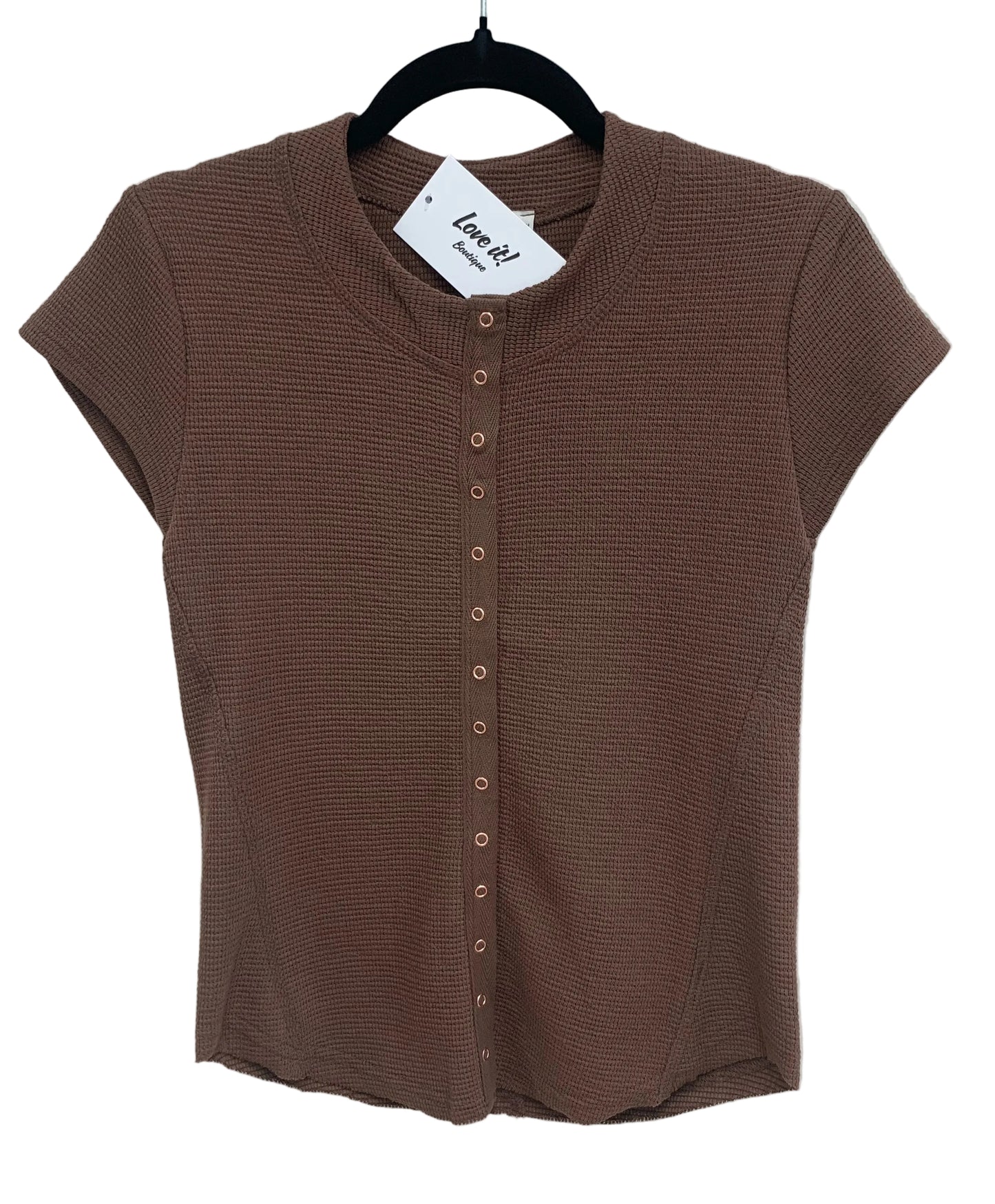 Knit Button Down Short Sleeve Top