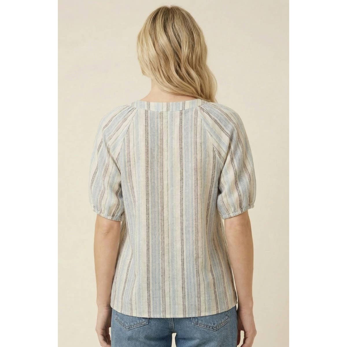 Striped V Neck Top
