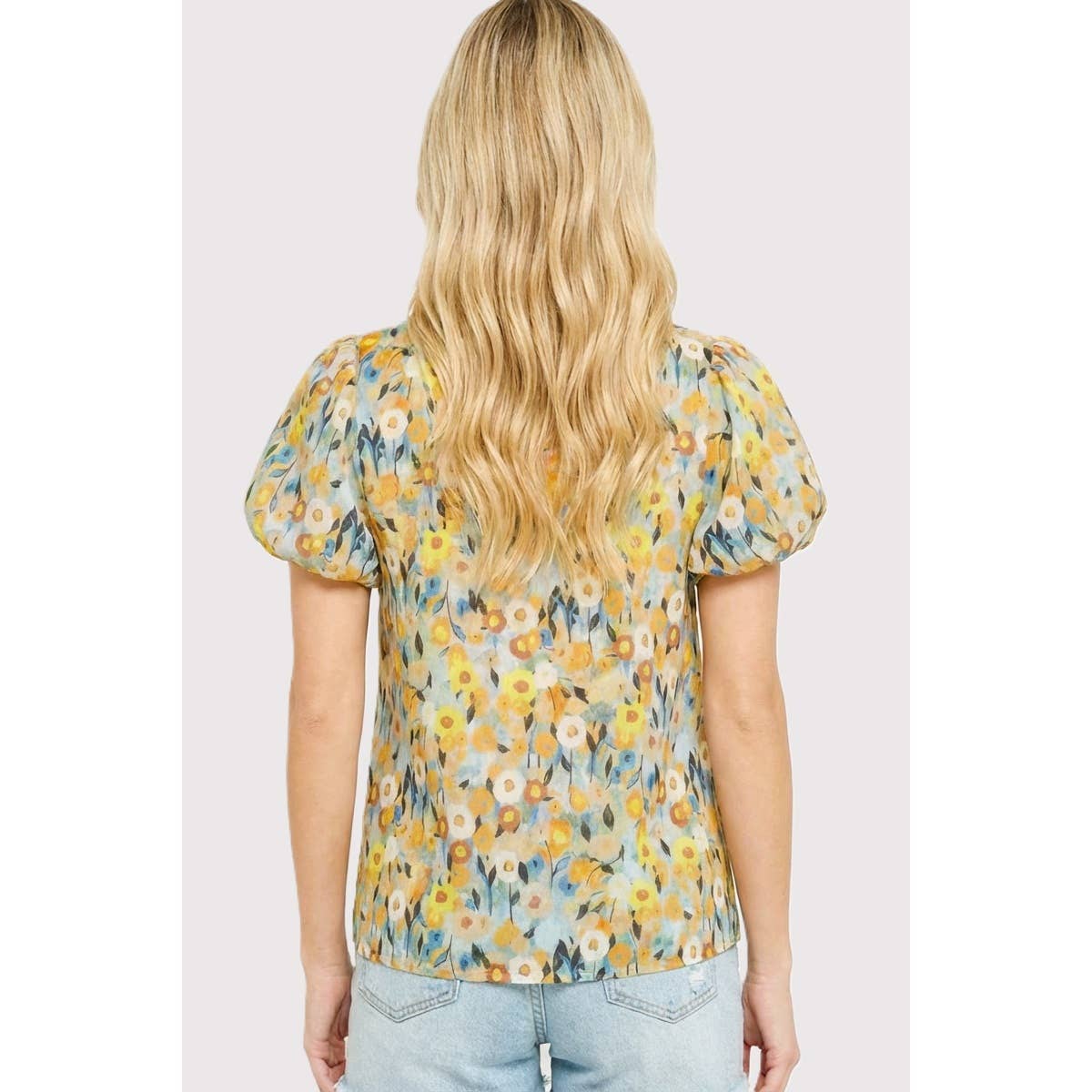 Balloon Sleeve Floral Printed Top