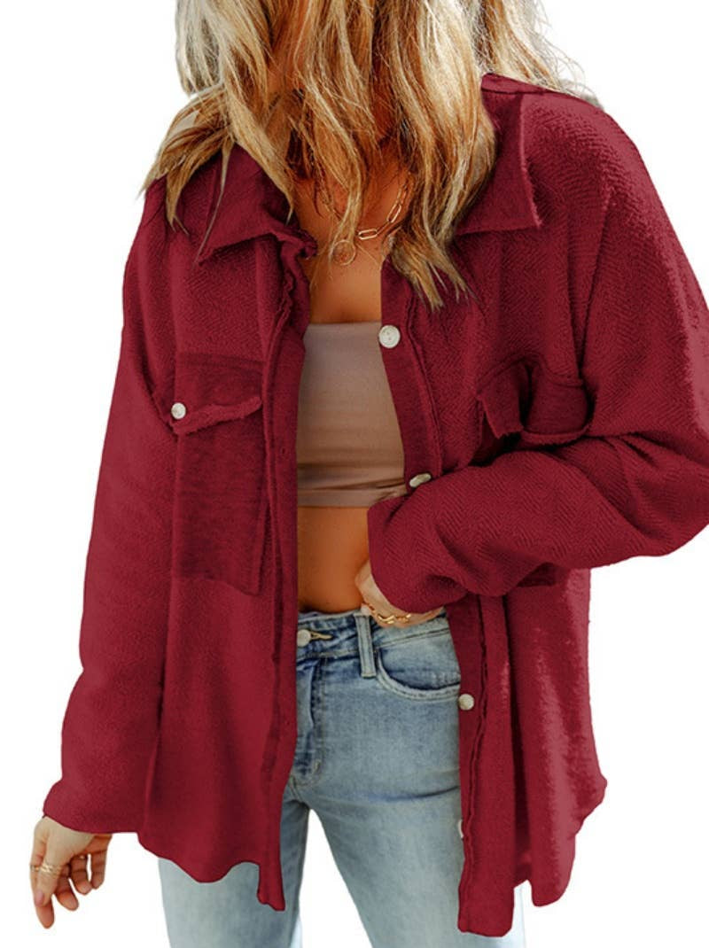 Textured Long Sleeve Button Down