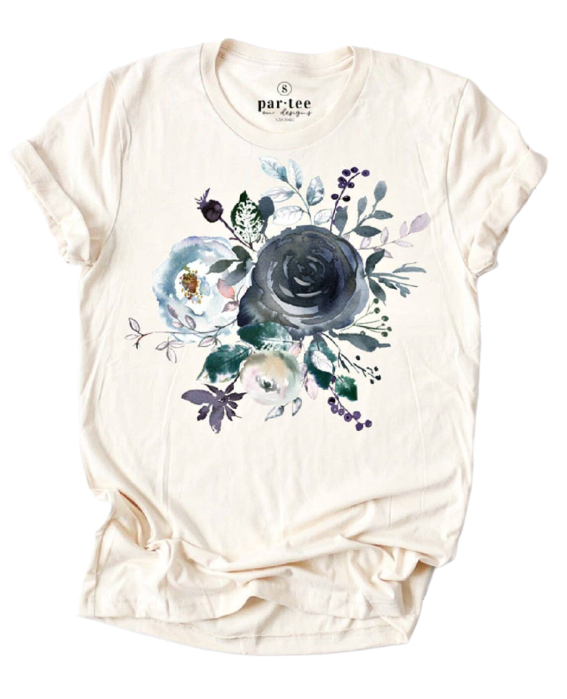 Vintage Navy Floral Bouquet Graphic T Shirt