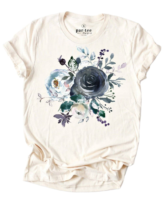 Vintage Navy Floral Bouquet Graphic T Shirt