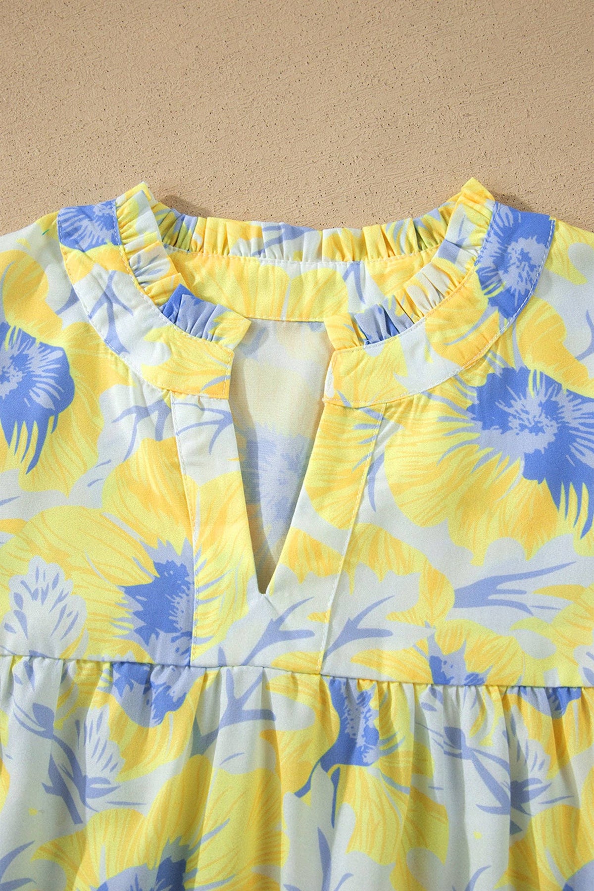 Floral Short Bubble Sleeve Blouse