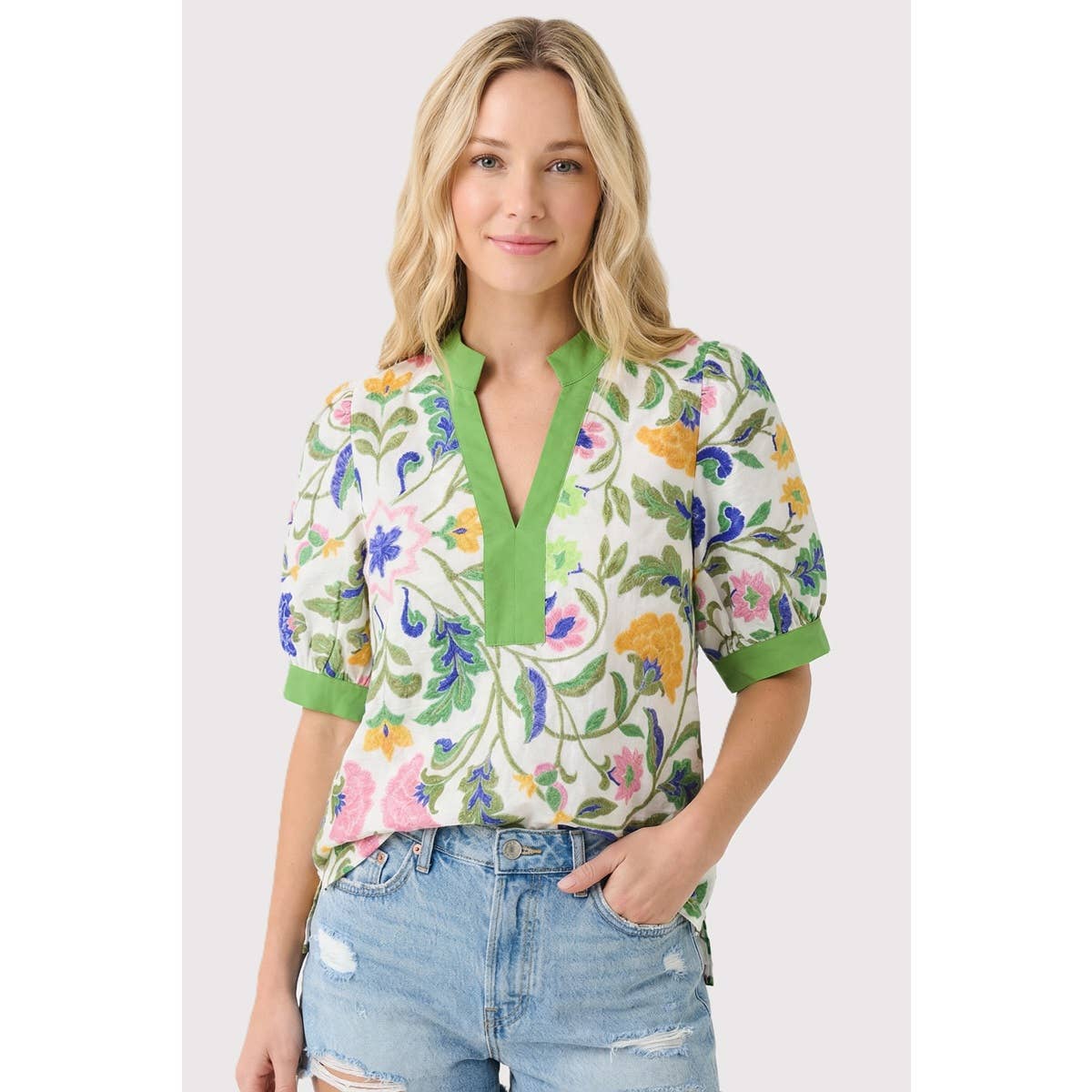 Floral Collar Printed Top