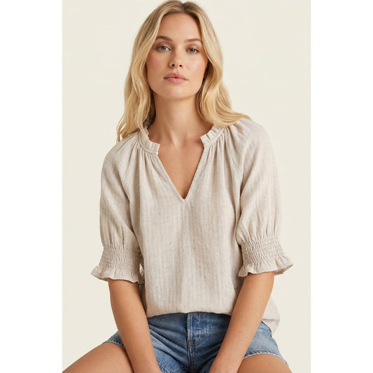Split Neck Gauze Top