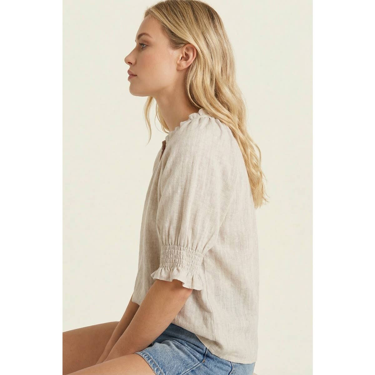 Split Neck Gauze Top