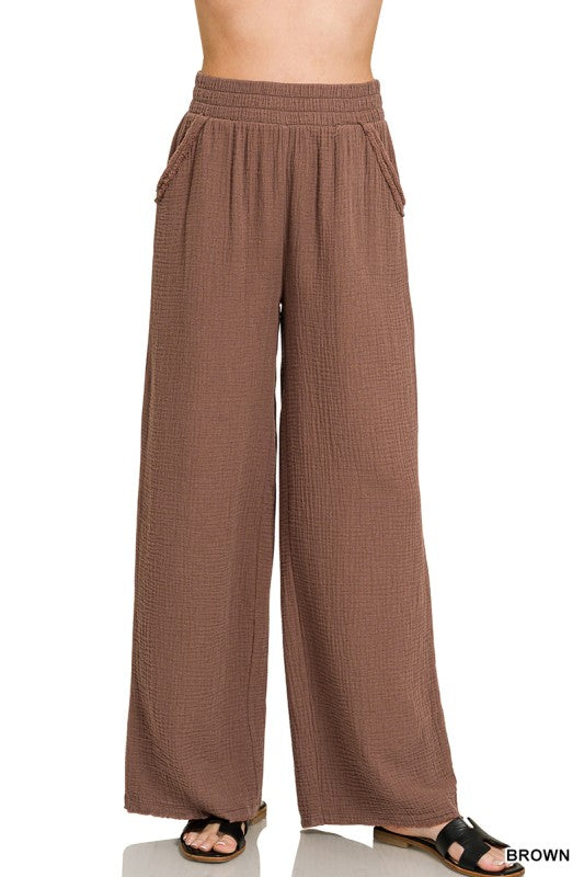 Double Gauze Wide Leg Pant