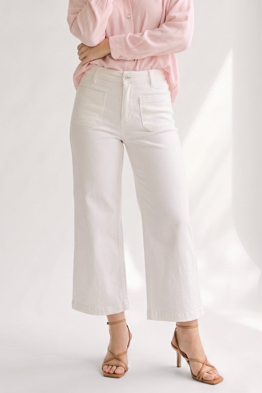 White Ankle Cropped Denim