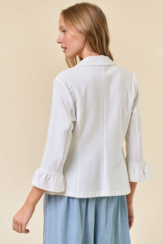 3/4 Ruffle Sleeve Blazer