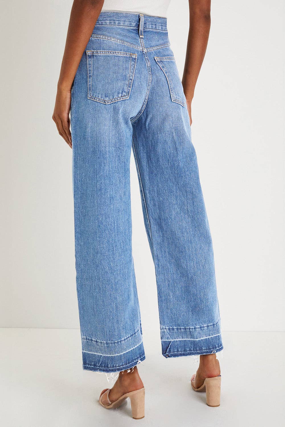 Multi Color Raw Hem Straight Denim