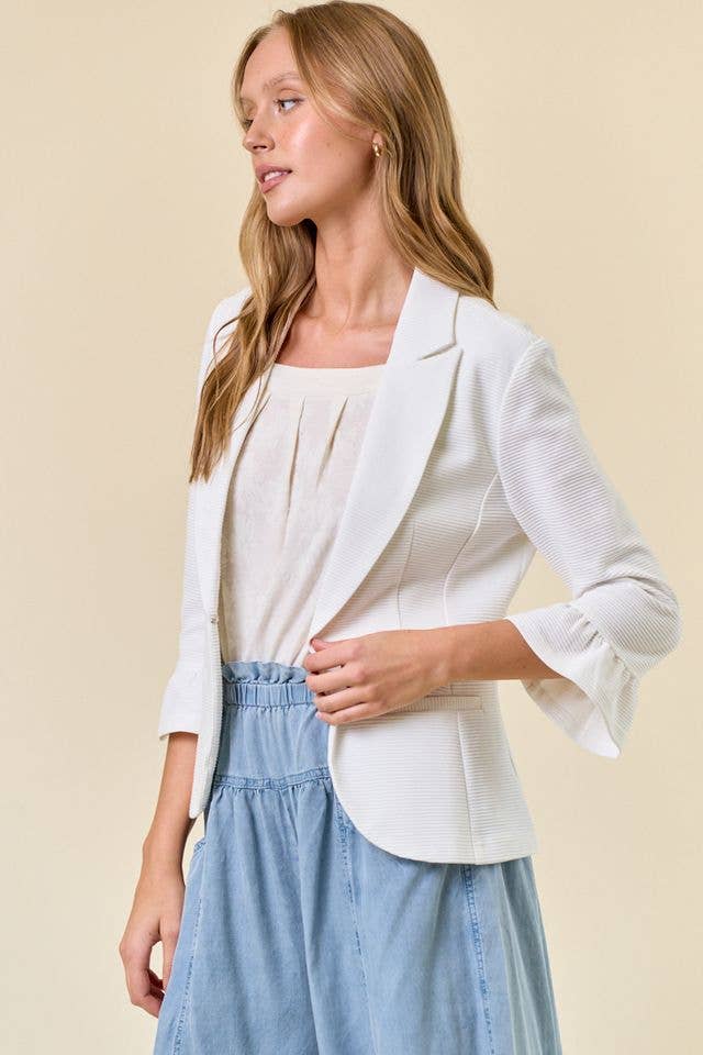 3/4 Ruffle Sleeve Blazer