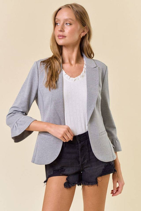 3/4 Ruffle Sleeve Blazer