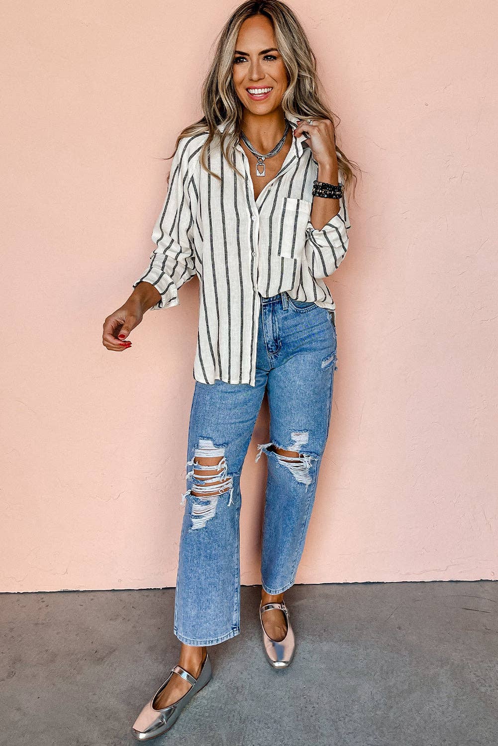 Striped Button Down Top