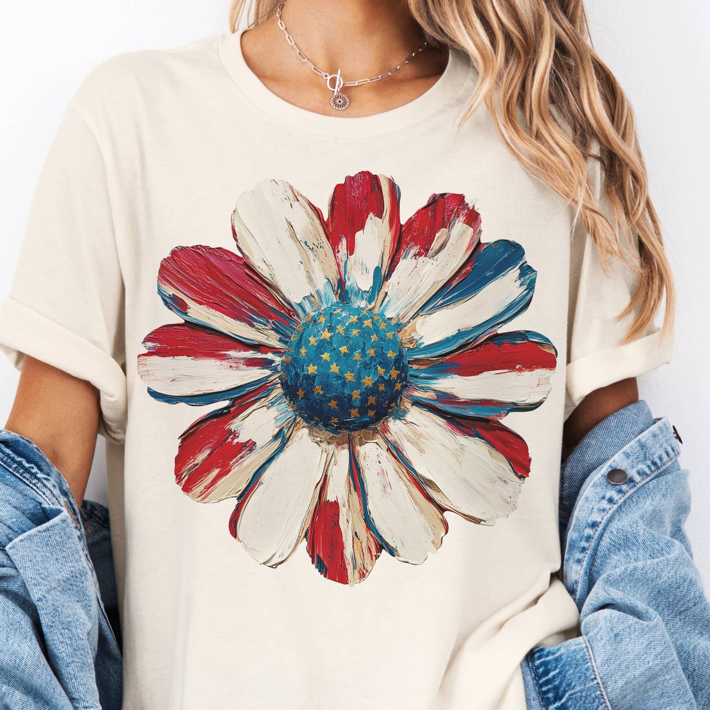 Patriotic Floral Graphic T Shirt