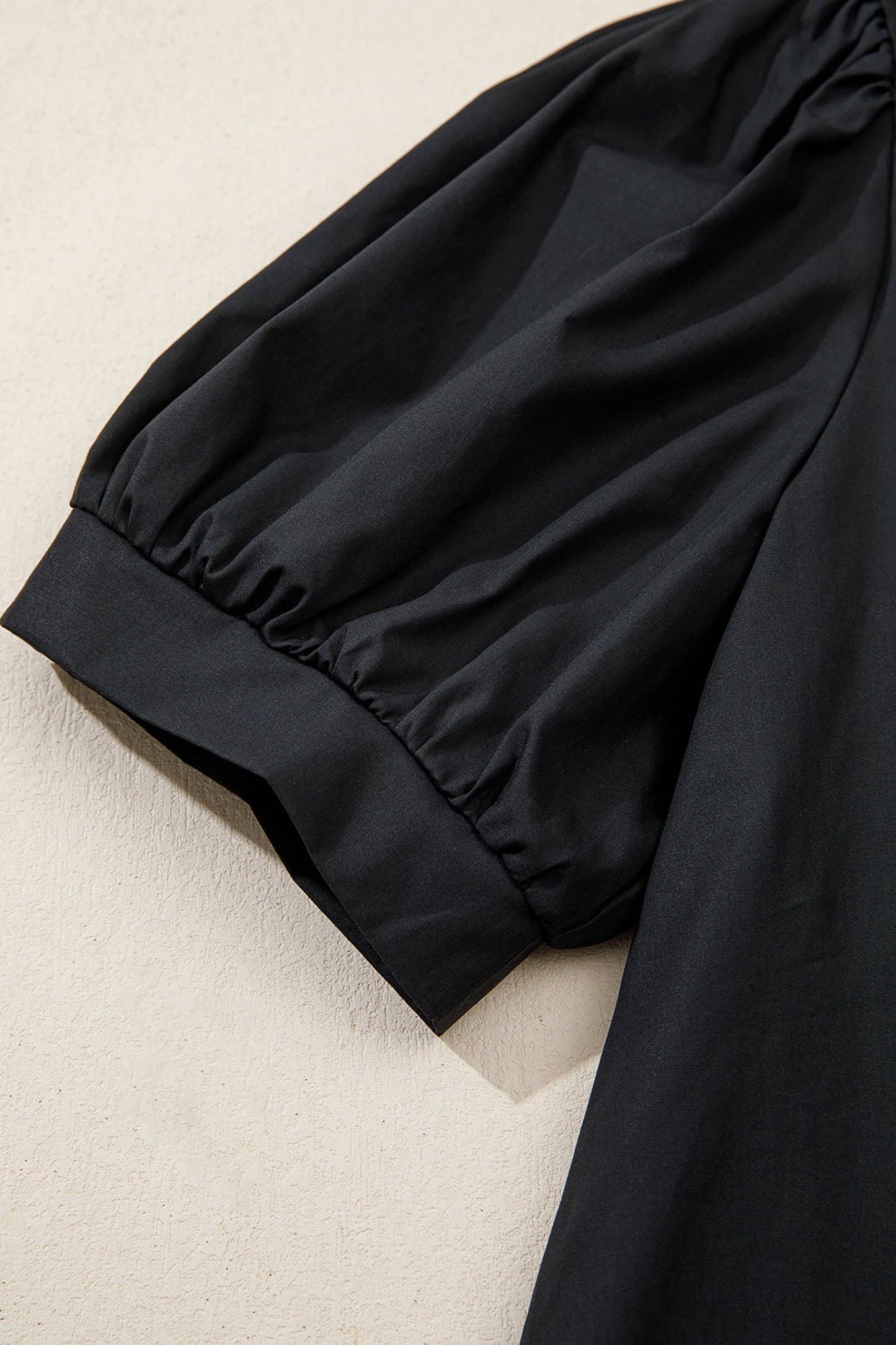 Embroidered V Neck Short Puff Sleeve Top