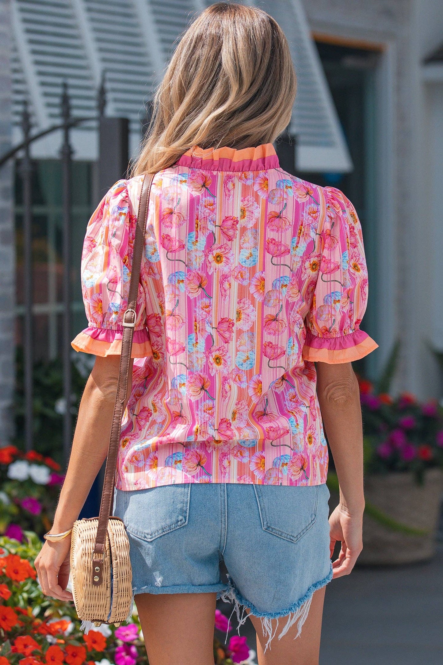 Poppy Mixed V Neck Top