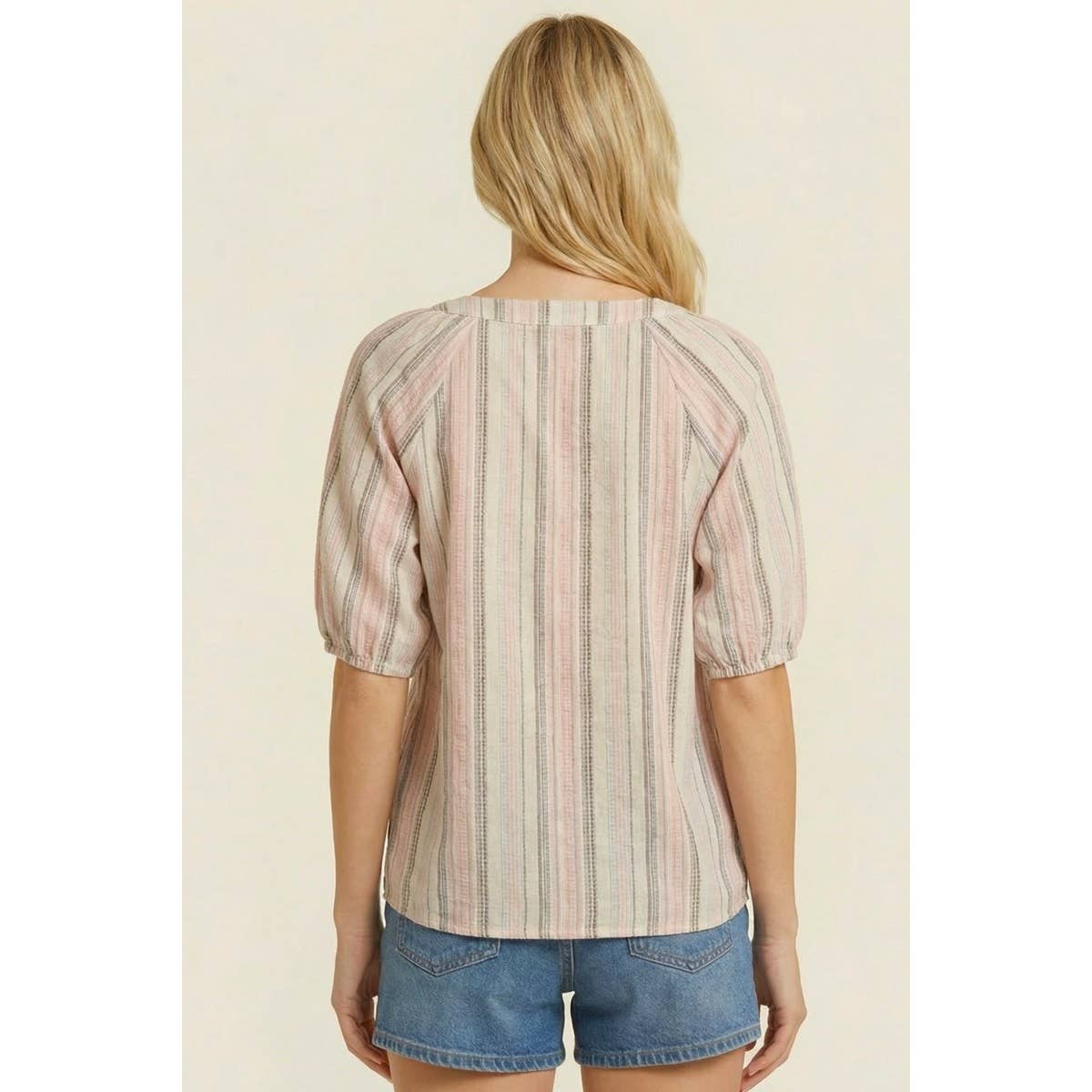 Striped V Neck Top