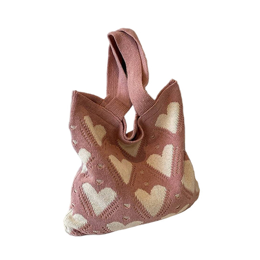 Large Heart Knit Tote