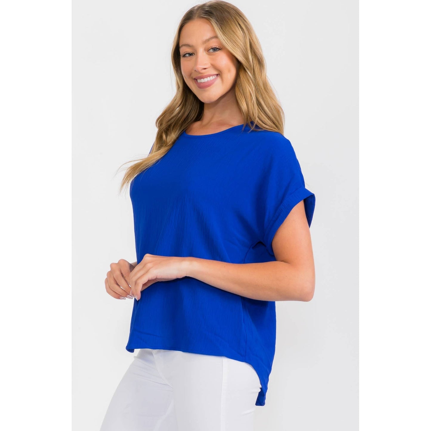 Solid Short Sleeve Dolman Top