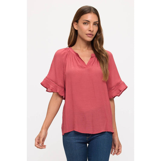Crochet Trim Sleeve Peasant Top