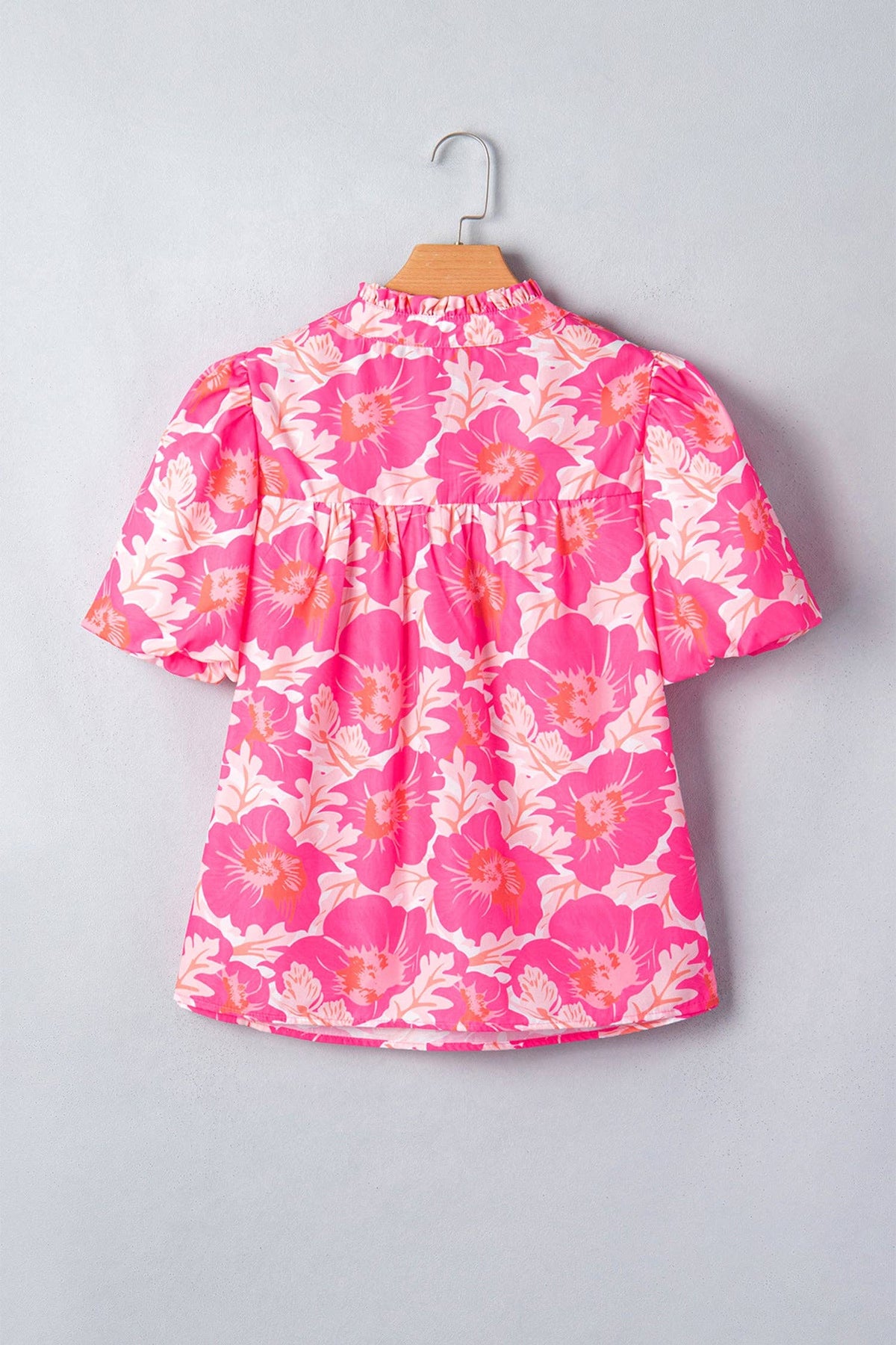 Floral Short Bubble Sleeve Blouse