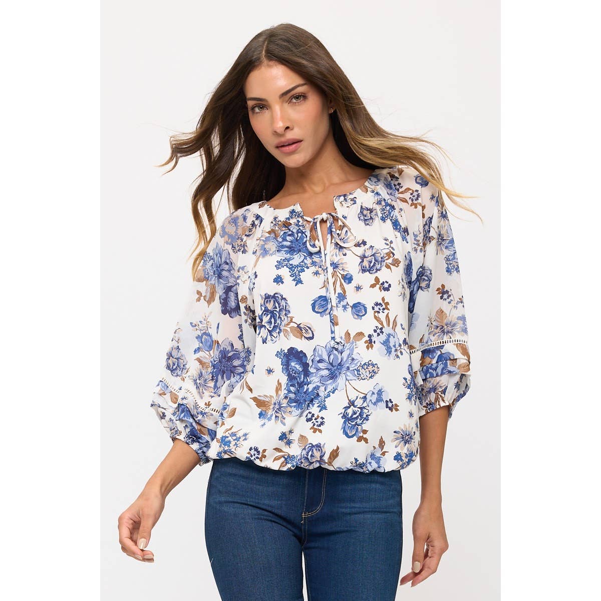 Ivory Floral Bubble Top