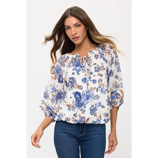 Ivory Floral Bubble Top
