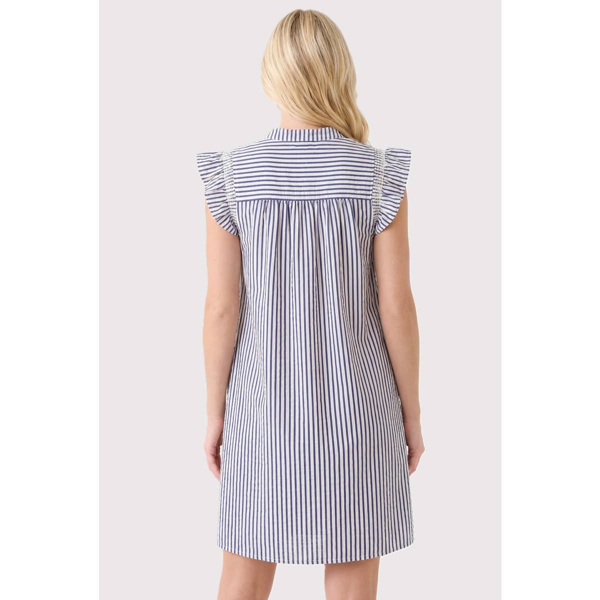 Frilled Smock Neck Sleeveless Dress