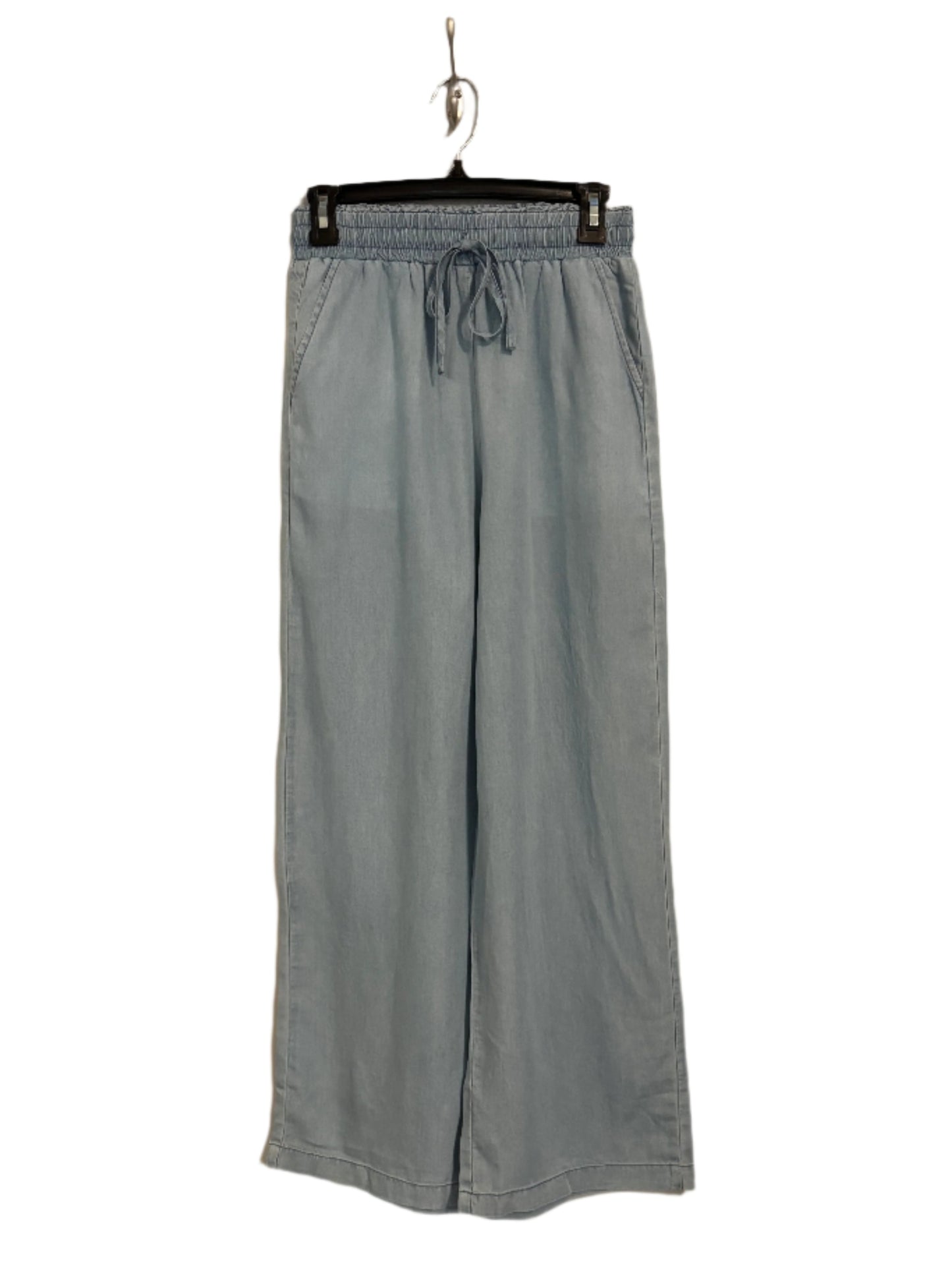 Light Denim Drawstring Wide Leg Pant