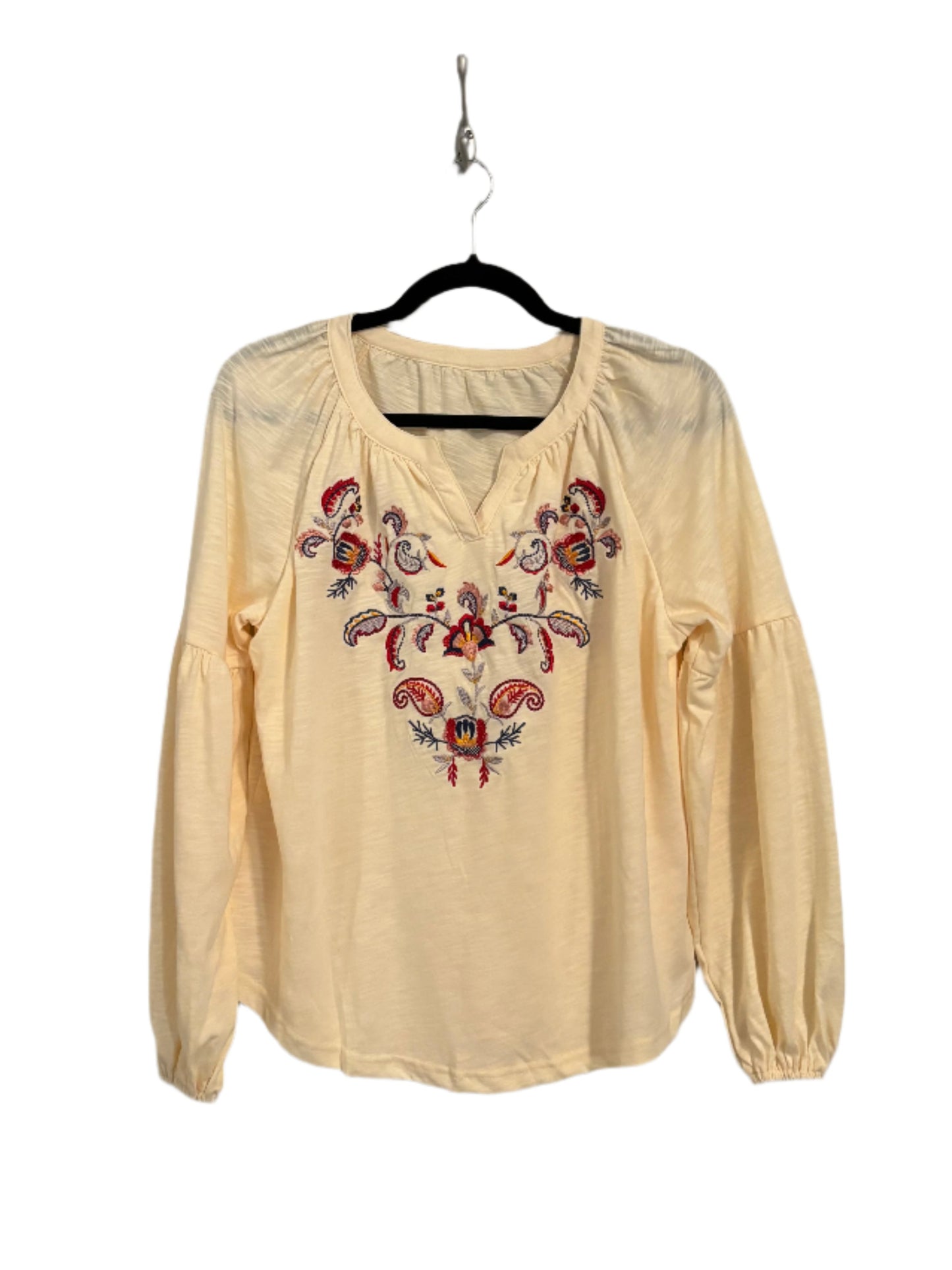 Paisley Embroidered Cream Top