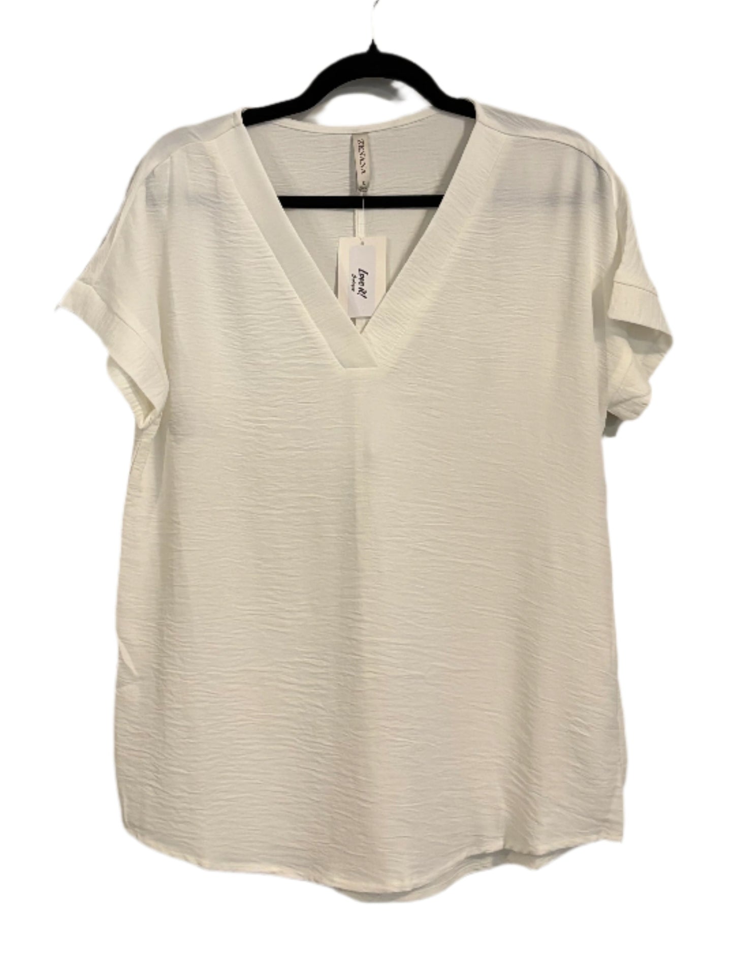 Woven V-Neck Hi-Low Hem Top