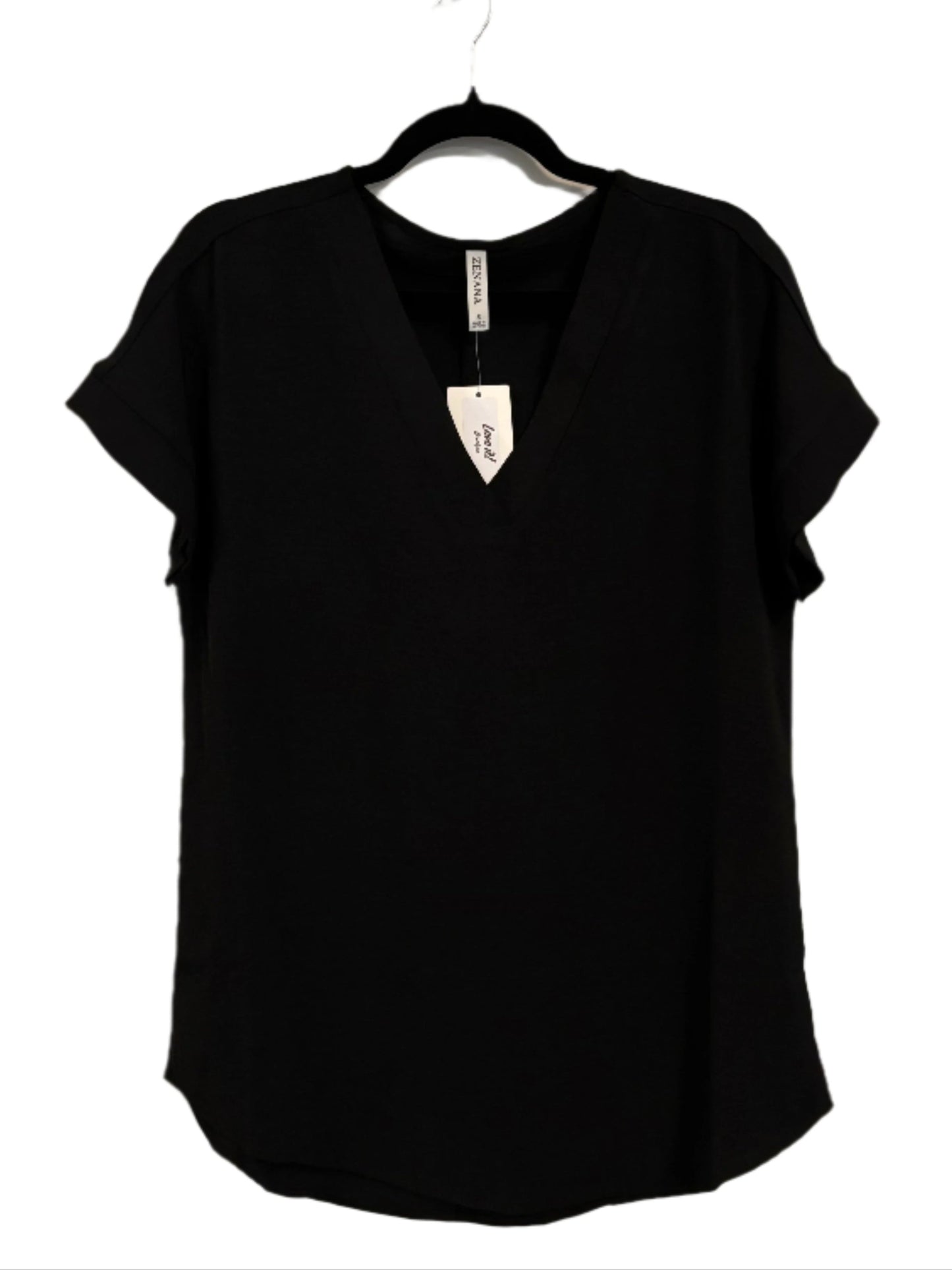 Woven V-Neck Hi-Low Hem Top
