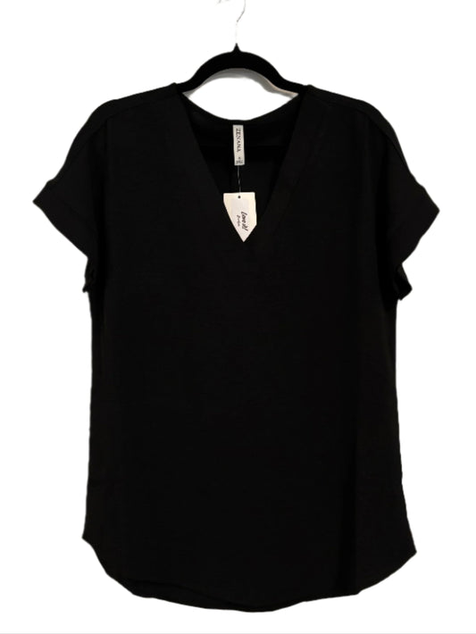 Woven V-Neck Hi-Low Hem Top
