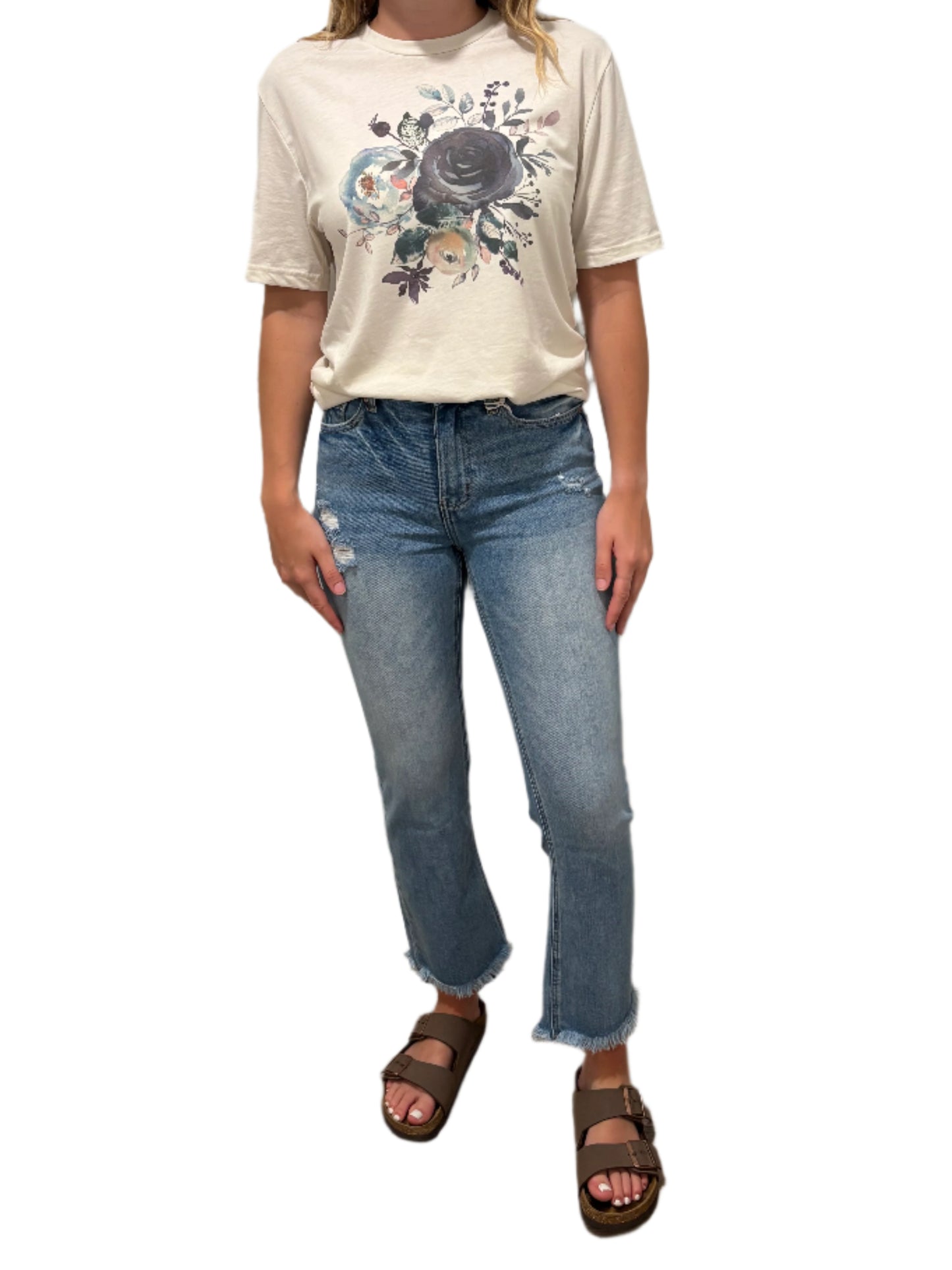 Vintage Navy Floral Bouquet Graphic T Shirt