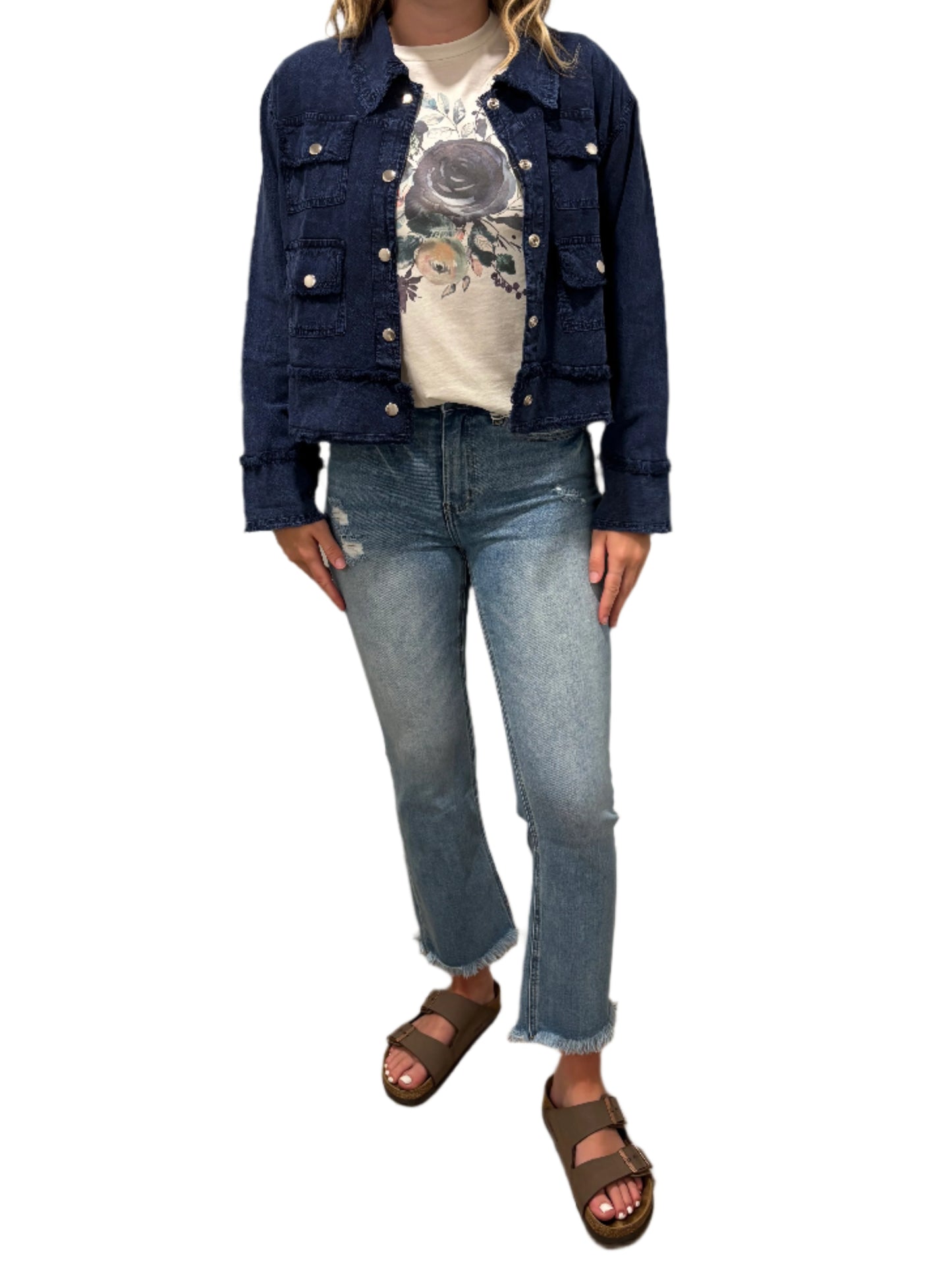 Vintage Navy Floral Bouquet Graphic T Shirt