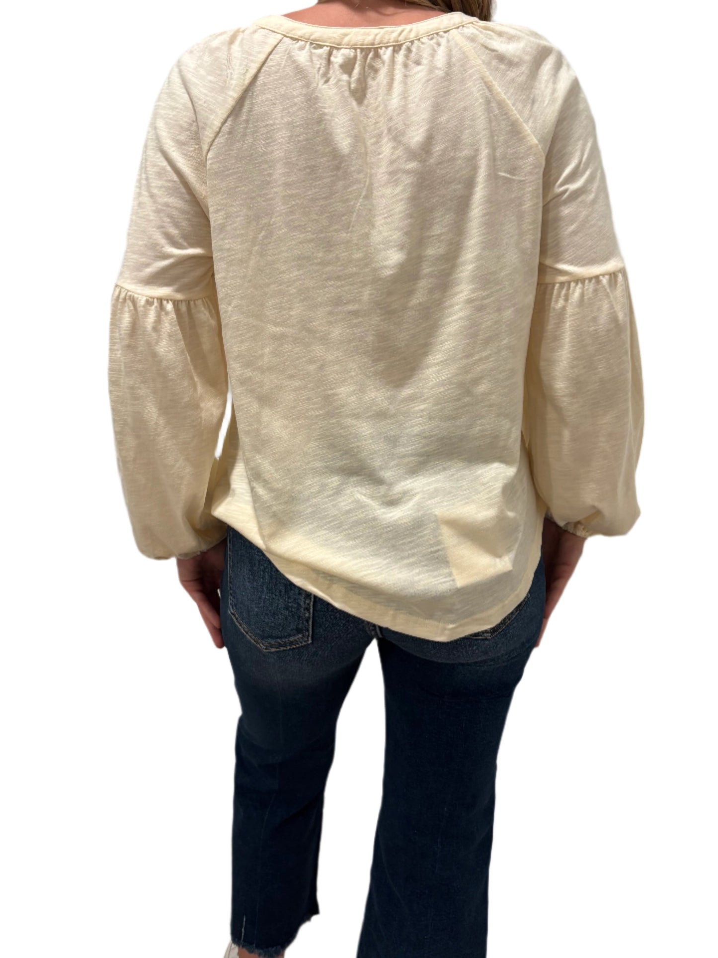 Paisley Embroidered Cream Top