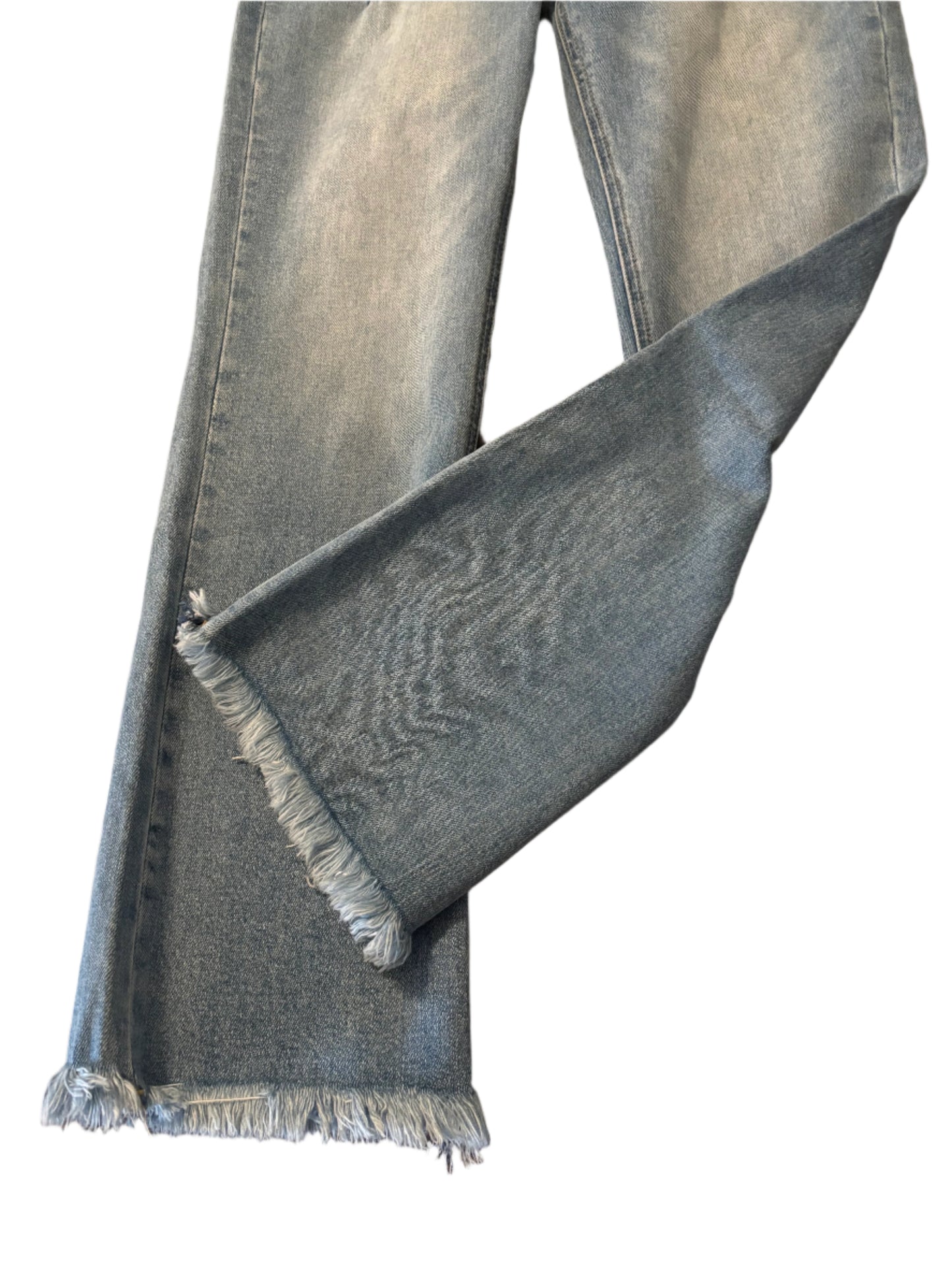 High Rise Straight Denim-Raw Hem