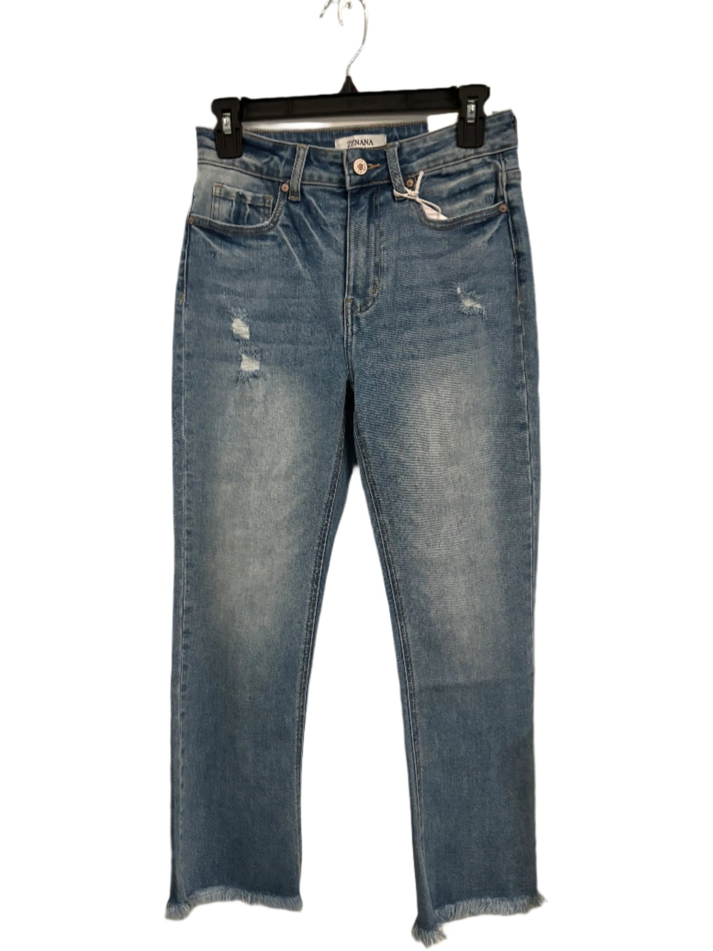 High Rise Straight Denim-Raw Hem